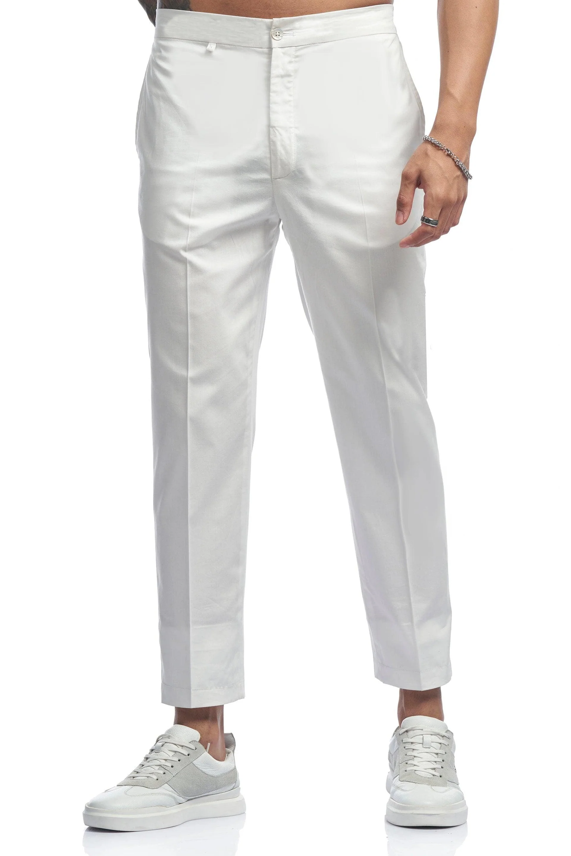 Ivory Elasticated waist cotton Pants with side pockets