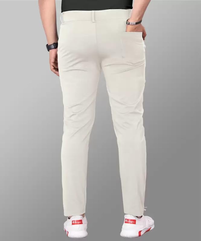 GIBBONTE Men's Slim Fit Lycra Blend Trousers - Stretchable, Comfortable, Casual, Formal, Office Wear Pants for Men