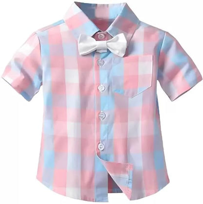 BLECKZ SOMEAK Baby Boys Cotton and Spandex Printed Half Sleeves Applique Bow Solid Romper