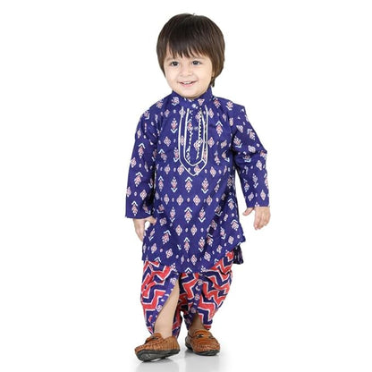 BownBee Ethnic Wear Cotton Full Sleeve Dhoti Kurta for Boys, With Button Closure Kurta and Elasticated Dhoti For Your Baby Boy's, Ideal For all Festive Ocassions