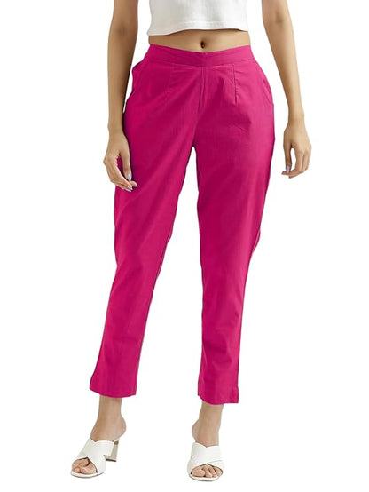 Chiraiyaa Women's Cotton Trouser Pant - Versatile Regular Fit for Office, School, and Casual Wear