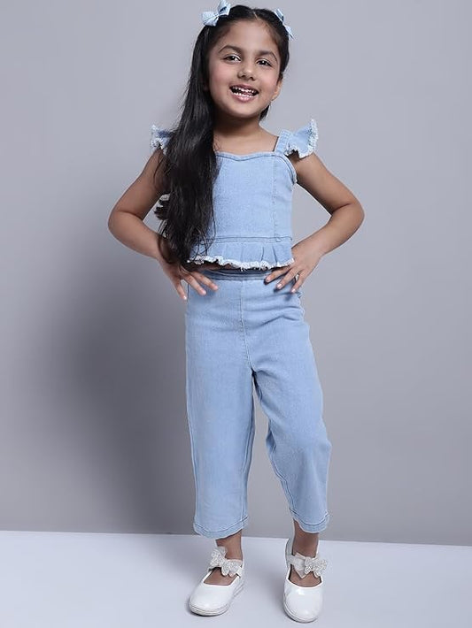 superminis Girls Denim Top And Trouser Co-Ords Set Dress