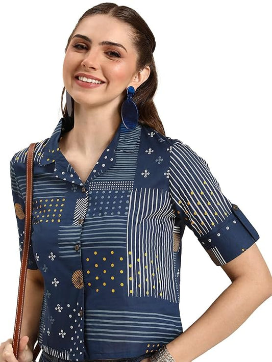 LEOTUDE Women Half Sleeve Oversized Tshirt, Round Neck Longline Drop Shoulder | Colorful Printed Regular Fit T-Shirt