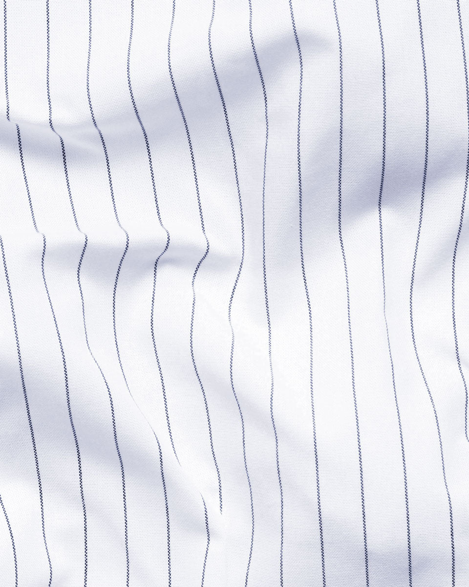 Navy Stripe On White Premium Cotton Men's Formal Shirt
