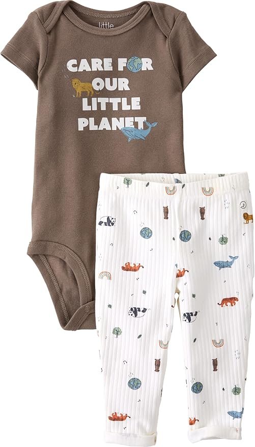 little planet by carter's Unisex Baby 2-piece Bodysuit and Pant Set Made With Organic Cotton