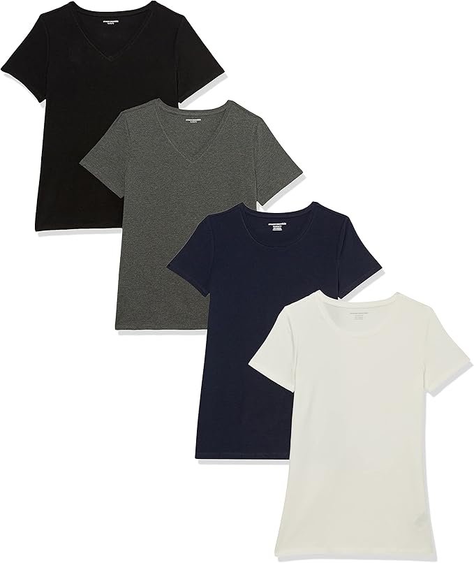 Amazon Essentials Women's Regular-Fit Short-Sleeve Crewneck T-Shirt, Multipacks