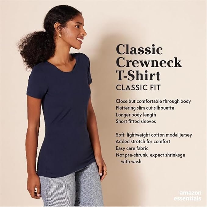 Amazon Essentials Women's Regular-Fit Short-Sleeve Crewneck T-Shirt, Multipacks photo 3