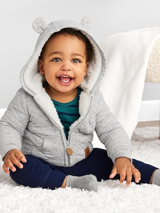 Simple Joys by Carter's Baby Hooded Sweater Jacket with Sherpa Lining photo 2